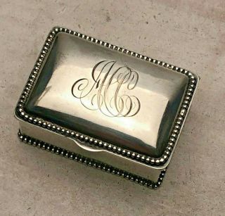 Antique Sterling Silver Divided Stamp Box With Old Wilcox Sterling Hallmark