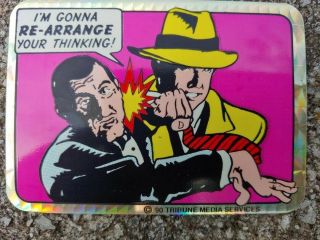 Vintage Rare Dick Tracy Fighting Big Boy Prism Vending Machine Sticker