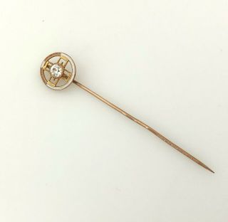 Antique Art Deco 14k Gold Stick Pin Enamel Accent