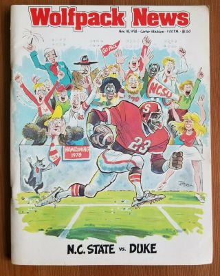 1978 Nc State Wolfpack Vs.  Duke Homecoming Acc College Football Program Nov.  18