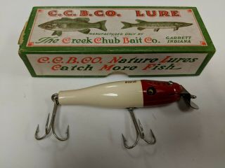 Vintage Creek Chub Bait Co.  Pikie Bass Fishing Lure Antique Tackle W/ Box Ccbc