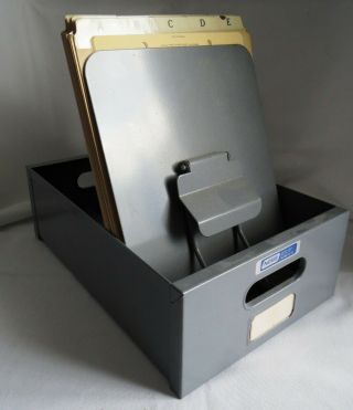 Vintage Office Desk Industrial Nebs Metal Posting File 945 W/ Cards & Dividers