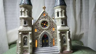 Dickens Keepsake Porcelain Lighted House Church Vintage Village Parish