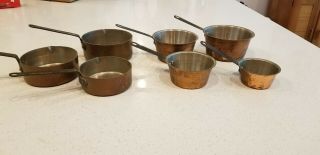 Vintage Copper Measuring Cups Set Of 3 & Set Of 4