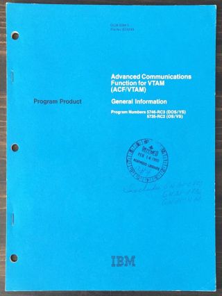 Ibm Advanced Communications Function (acf) For Vtam General Information 1978