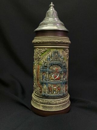 Vintage Zoller & Born Lidded German Beer Stein of the Glockenspiel in Munchen 3