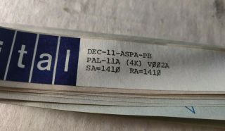 1970 DEC PDP - 11 PAPERTAPE PROGRAM DEC - 11 - ASPA - PB PAL - 11A (4K) V002A SA=1410 2
