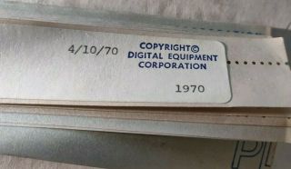 1970 DEC PDP - 11 PAPERTAPE PROGRAM DEC - 11 - ASPA - PB PAL - 11A (4K) V002A SA=1410 3