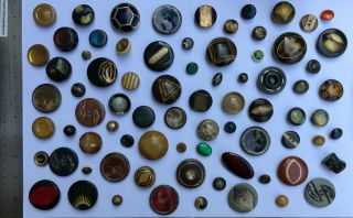 77 Vintage Glow Bubble & Reflective Celluloid Sewing Buttons