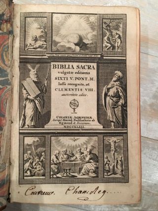1743 Antique Bible: Biblia Sacra Vulgata Edition