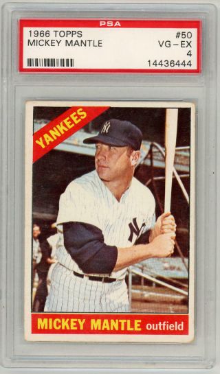 1966 Topps Mickey Mantle 50.  Psa 4.  York Yankees