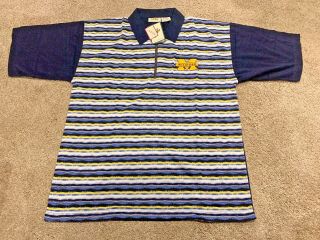Vintage Conic Mens Michigan Wolverines 1/4 Zip Collared Shirt Rare Large Nwt’s