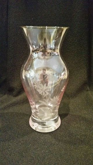Vintage Royal Danube Slovakia Hand Cut Crystal Hint Of Pink Flower Vase 6 5/8 " H