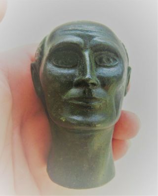 European Finds Ancient Roman Bronze Head Statue Fragment Male Face