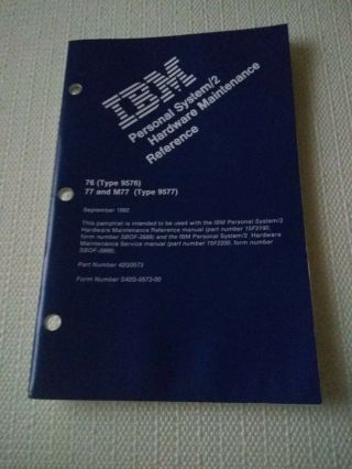Ibm Ps/2 Hardware Maintenance Reference 76 77 M77