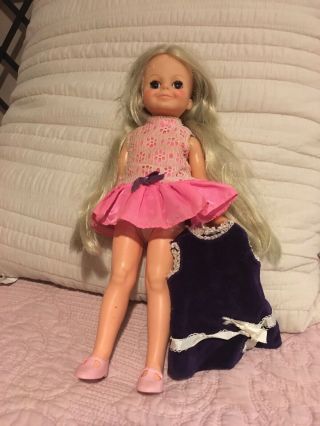 Ideal Vintage Velvet Chrissy Blonde Doll With Pink Dress Extra Purple Dress