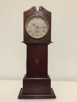 Antique Rare Miniature Grandfather Clock With Alarm Movement.  C1900