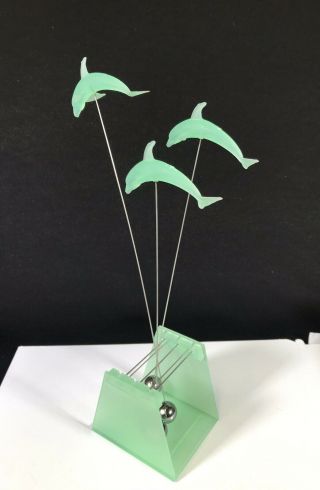 Vtg Kinetic Art Dolphin Pendulum Mobile Green W/ Box