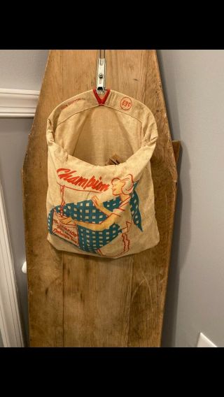 Vintage Champion Stay Open Clothespin Bag Hanging Canvas Antique Hook Clothing