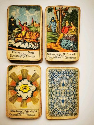 Antique Deck " Biedermeier Aufschlagkarten " Fortune Telling Cards Tarot Oracle