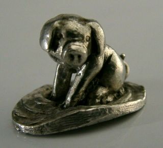 Cute Solid Cast Sterling Silver Piglet Animal Miniature Figure London 1978