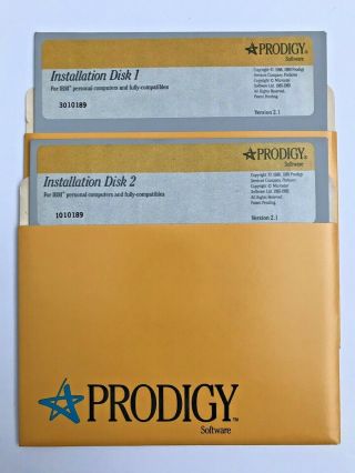 Vintage 1989 Prodigy Ibm Software 5.  25 " Floppy Disks - Version 2.  1