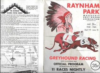 Raynham Park,  Ma.  Greyhound Racing Program 4/26/65 - 20 Pages