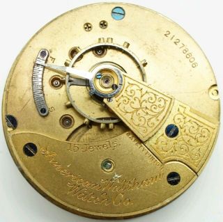 Vintage Waltham 1883 No.  81 15 Jewel 18s Watch Movement For Repair