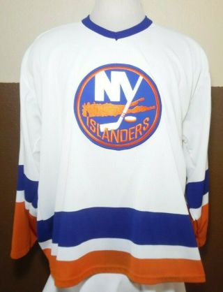 Vtg 80’s Ccm Maska Ny York Islanders White Hockey Jersey Xl