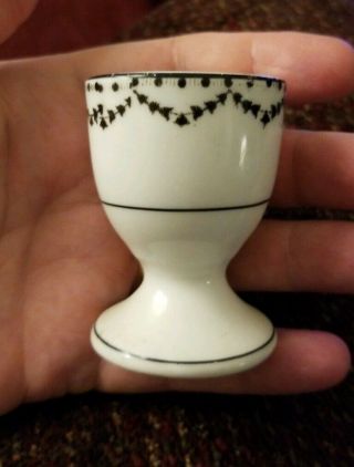 Vintage Egg Cup Black & White Porcelain