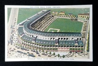 Rare 1933 Chicago Cubs Worlds Fair Vintage Antique Postcard Wrigley Field Park