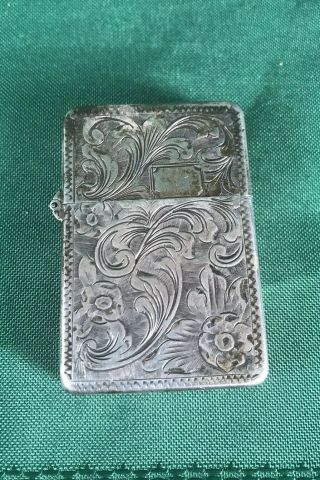Vintage Zippo Ornate Sterling Silver Case Regular Size Lighter