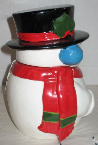 Vintage Snowman Snowmen Christmas Winter Ceramic Cookie Jar Holiday Kitch 2