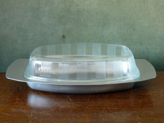 Bramah Stainless Steel And Glass Butter Dish Mid Century 1960s Vintage Sheffield