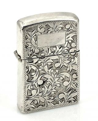 Vintage.  950 Sterling Silver Etched Leaf Pattern Cigarette Lighter 40 