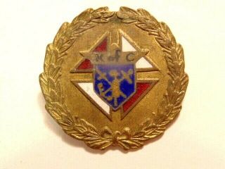 Vintage Knights Of Columbus Pin Featuring Wreath Around Enameled Emblem