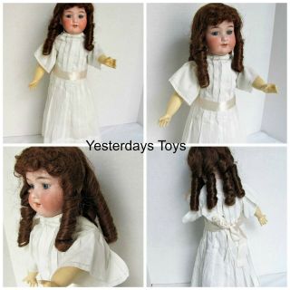Antique German Bisque Armand Marseille Am 390 Doll 18 In Compo Body Summer Dress