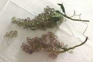 2 Vintage Faceted Lucite Acrylic Grape Clusters On Wire Mid Century Modern 10 "