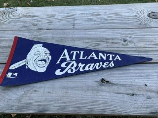 Vintage Atlanta Braves 1970’s Blue Full Size Pennant 11 1/2 X 26 Near