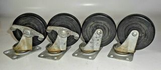 SET of 4 Vintage STEELE Casters with 4 