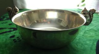 Whimsical Vintage Wallace N632 Silver Plate Nut Bowl Dish W Fun Squirrel Handles