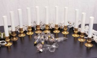 11 Vtg Electric Window Brass Candlesticks Candle Lamps Christmas Lights Decor