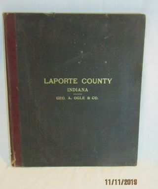 Antique 1921 Standard Atlas & Plat Book Laporte County Indiana