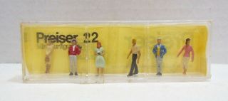 Preiser Ho Scale 22 Set Of 6 Figures Mip Vintage Passers - By Passengers Couples