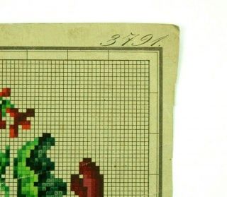 Antique Berlin Woolwork hand - painted chart pattern 19th century 3