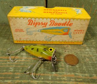 Antique Vtg Dipsy Doodle Frog Fishing Lure Bait,  Wood Mfg.  Co.