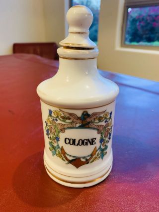 Vintage Antique French Porcelain Apothecary Jar Bottle Cologne Perfume Stopper