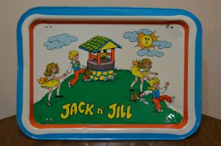 Vintage Jack And Jill Tv Tray Metal Tin Foldable Snack Lap Jack N 