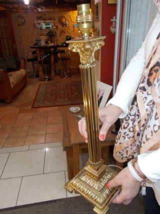 Vintage Brass Corinthian Column Lamp Well In Lovely