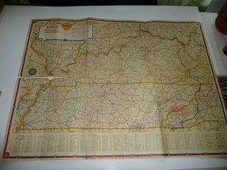 3 Vintage 1930 ' s Shell Oil Road Map California,  Kentucky,  Tennessee 3